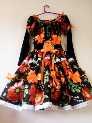 Vestido caipira floral vestido junino adulto