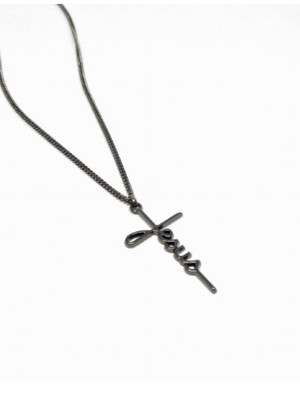 Colar masculino longo pingente jesus banho grafite