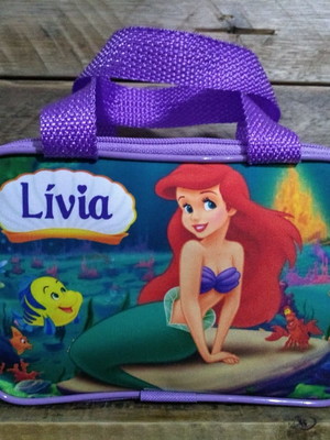 Maleta m (lona) pequena sereia: ariel