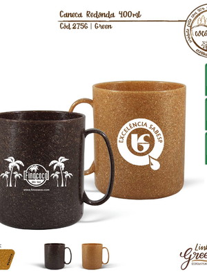 Caneca redonda green 400ml personalizada serigrafia