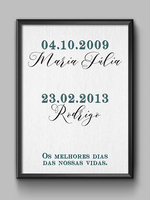 Quadro personalizado - data de nascimento dos filhos
