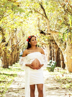 Vestido para fotografia gestante renda com short e top