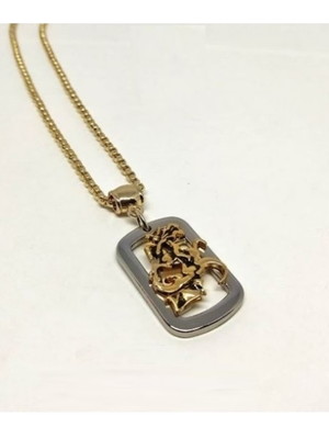 Colar masculino longo pingente são jorge banhado a ouro