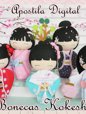 Apostila digital bonecas kokeshi (japonesas) em feltro