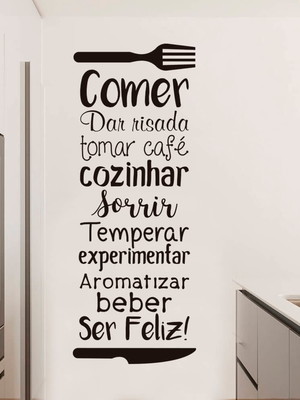 Adesivo de parede frase decorativa cozinha fácil aplicação