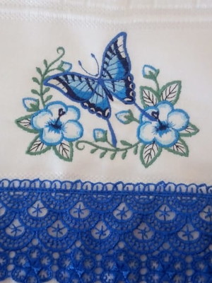 Toalha lavabo borboleta azul