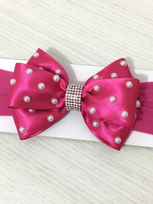 Faixa de cabelo bebê laço com pérolas