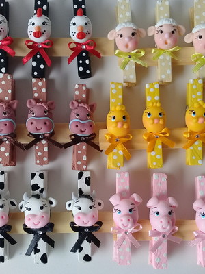 Prendedores em biscuit tema fazendinha