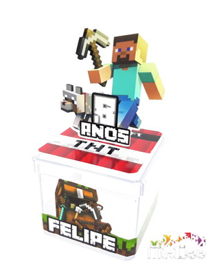 Caixa acrílica 5 cm minecraft