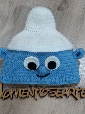 Touca de croche smurf