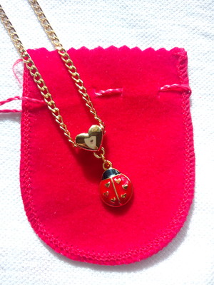 Colar infantil pingente joaninha