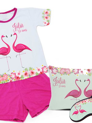 Kit festa do pijama - flamingo