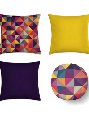 Kit 3 capas almofadas roxo + 1 almofada redonda