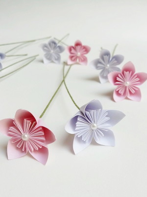 Flor de cerejeira com caule | flores | decoração em origami