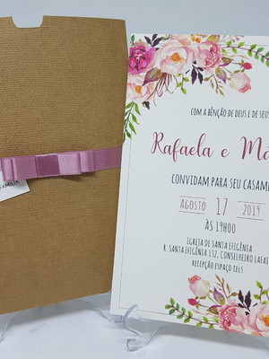 Convite casamento rustico flores