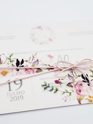Convite para casamento papel vegetal