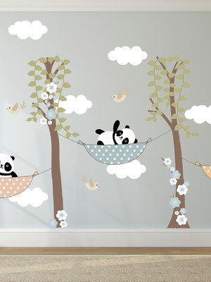 Adesivo árvores pandas