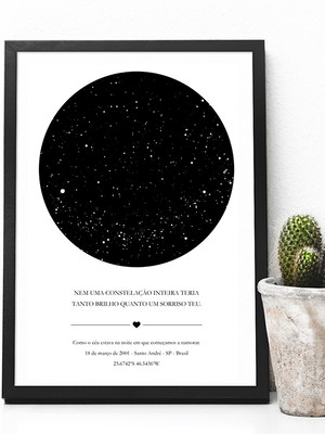 Quadro mapa de estrelas - namoro