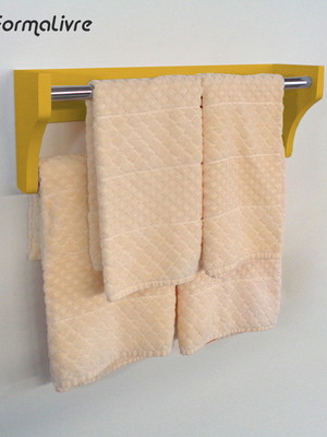 Toalheiro duplo cabideiro porta toalhas banheiro amarelo