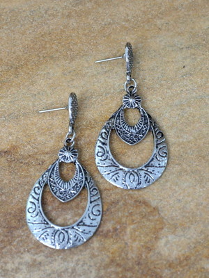 Brinco gota prateado bijuterias acessorios da moda
