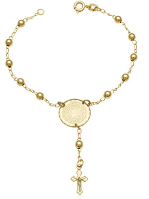 Pulseira terço de mão com pai nosso e cruz pendurada