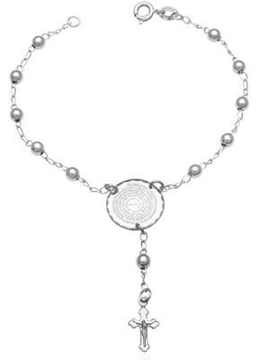 Pulseira terço de mão com pai nosso e cruz pendurada