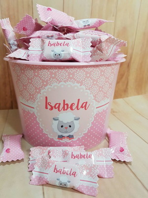 Balde com 100 balas ovelhinha