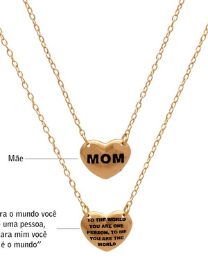 Escapulário com 2 corações mom e meu mundo