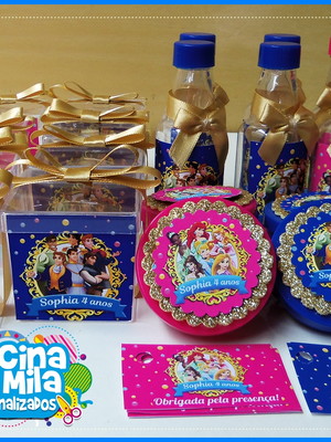 Kit princesas e principes disney 80 itens