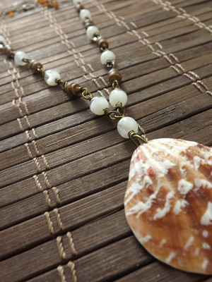 Colar de coco e concha