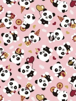 Tecido tricoline infantil panda fundo rosa 50cmx1,50m