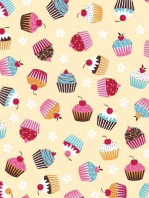 Tecido tricoline cozinha cupcake amarelo 50cmx1,50m