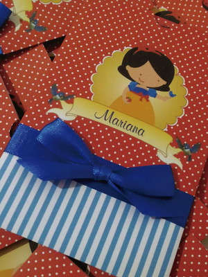 Convite para aniversário infantil branca de neve cute