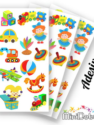 Cartela de adesivos brinquedos