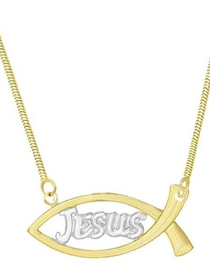 Gargantilha com simbolo cristão vazado jesus