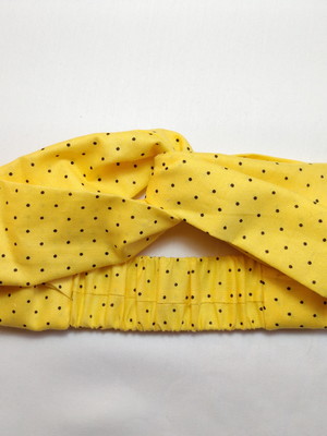 Turbante duplo com elástico - poa amarelo