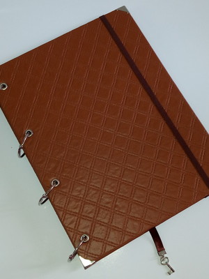 Caderno argolado g couro luxo caramelo