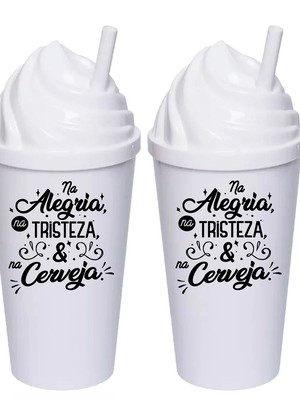 Copo chantilly com frase criativa - copo com canudo