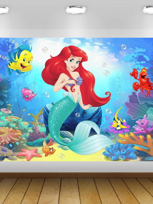Painel pequena sereia ariel 2x1m - impressão lona