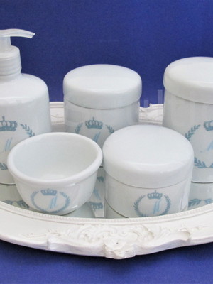 Kit higiene bebê porcelana personalizado inicial do nome