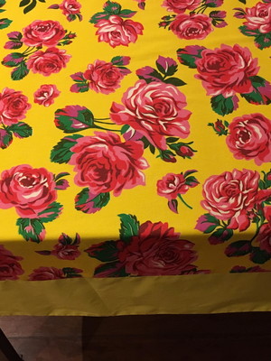 Toalha de mesa chita e tricoline - amarela