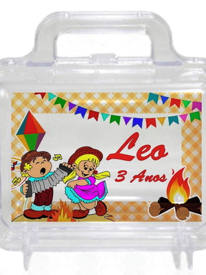 Maleta acrílica para lembrancinha - festa junina, brinde