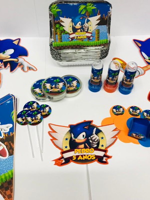 Kit festa lembrancinha 120 pçs - sonic - personalizado