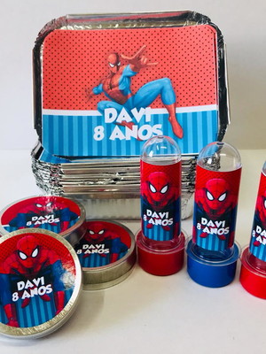 Kit 30 tubete 30 latinha 30 marmitinha - homem aranha