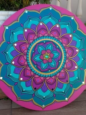 Mandala mdf pintada a mão - 60cm