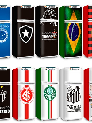 Adesivos geladeira envelopamento personalizado time futebol