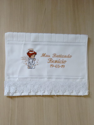 Meu batizado toalha bordada