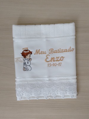 Kit 10 toalhinhas lembrança de batismo para avós e padrinhos