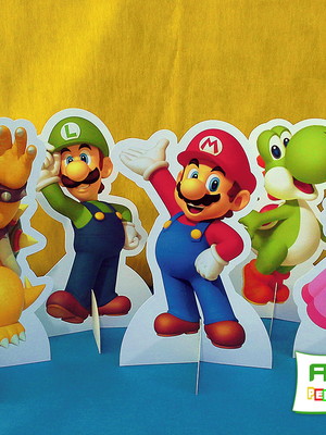 Kit com 05 displays de mesa do super mário