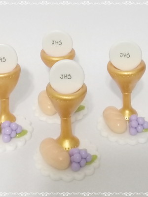 Kit 10 apliques de cálice com pão e uva